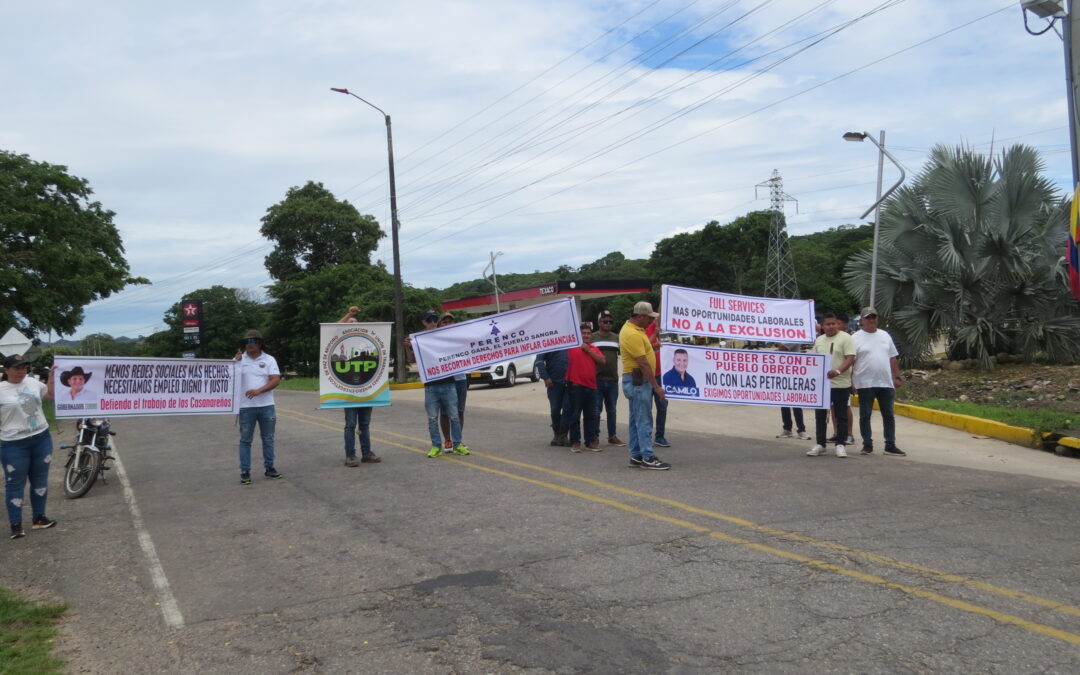 en Paz de Ariporo VA ESCALANDO EL NIVEL DE PROTESTA CONTRA las compañías petroleras – PERENCO Y FULL SERVICES.